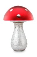 Pip Studio Mushroom Glass Decoratie 30 cm - zilver/rood