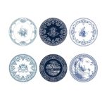 Gien Les Dépareillées Bleu Dessertbord 22 cm + 23 cm - set van 6
