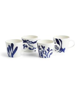 Royal Doulton Pacific Beker 400 ml Mix Patterns Blue &ndash; Set van 4