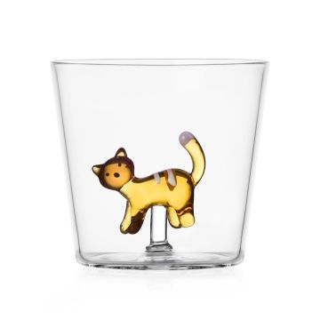 Ichendorf Milano Tabby Cat Waterglas Amber Cat White Stripes 350 ml
