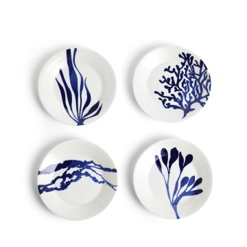 Royal Doulton Pacific Gebaksbord 16 cm Mix Patterns Blue – Set van 4