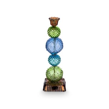 Pip Studio Kandelaar Bead Glas  Blauw/ Groen - 30 cm 