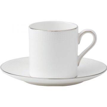 Wedgwood Vera Wang Blanc Sur Blanc Espressokop 80 ml en schotel