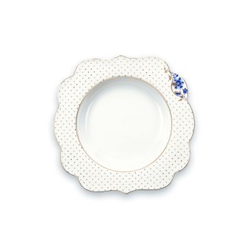 Pip Studio Royal White Diep bord - Golden Dots - 23 cm