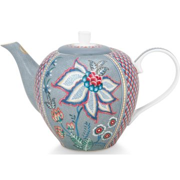 Pip Studio Flower Festival Theepot Large 1.6ltr Light Blue