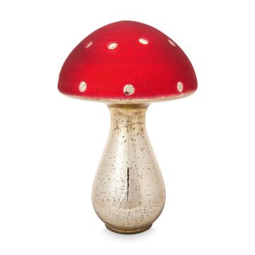 Pip Studio Mushroom Glass Decoratie 40 cm - zilver/rood