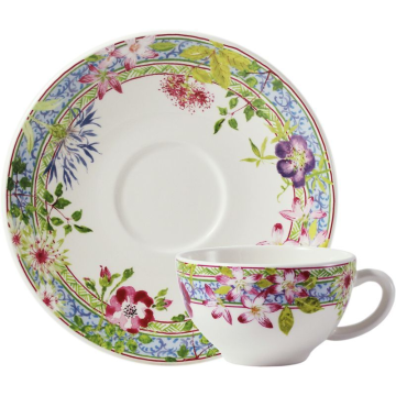 Gien Millefleurs Ontbijtkop 260 ml met schotel - set van 2