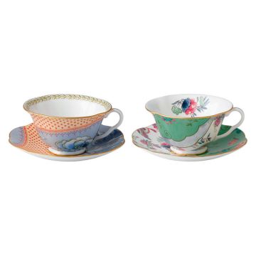 Wedgwood Butterfly Bloom Theekop en schotel - Set van 2