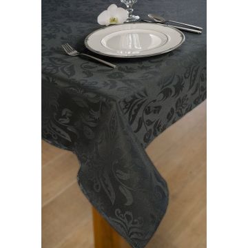 KOOK Tafelkleed 140x240 cm Damast Polyester - Donkergrijs