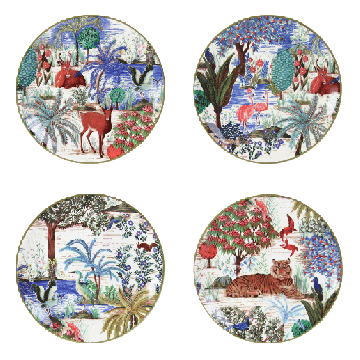 Gien Le Jardin Du Palais Gebaksbordjes 17 cm – set van 4  