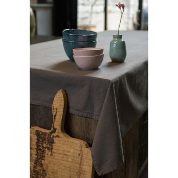 KOOK Tafelkleed washed katoen 140x300 cm - Donkergrijs