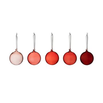 Iittala Glass Kerstballen Rood 8 cm - Set van 5