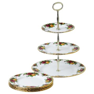 Royal Albert Old Country Roses Etagere 3-laags set met bordjes 