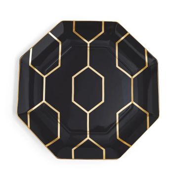 Wedgwood Gio Gold Ontbijtbord 23 cm Octagonal - zwart