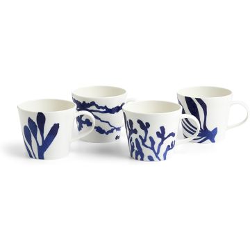 Royal Doulton Pacific Beker 400 ml Mix Patterns Blue – Set van 4