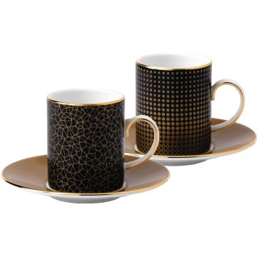 Wedgwood Gio Gold Espressokop en schotel - Set van 2