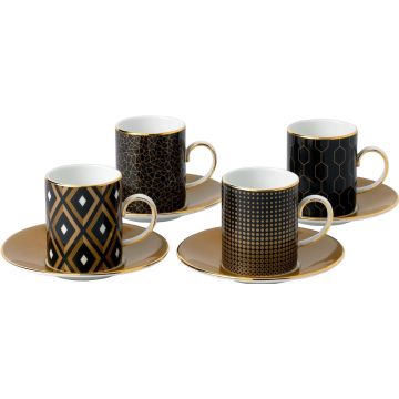 Wedgwood Gio Gold Espressokop en schotel - Set van 4 
