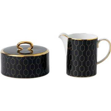 Wedgwood Gio Gold Melk- en suikerset - Zwart