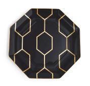 Wedgwood Gio Gold Ontbijtbord 23 cm Octagonal - zwart