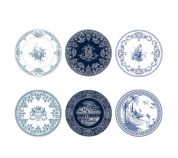 Gien Les Dépareillées Bleu Dessertbord 22 cm + 23 cm - set van 6