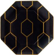 Wedgwood Gio Gold Ontbijtbord 23 cm Octagonal - zwart